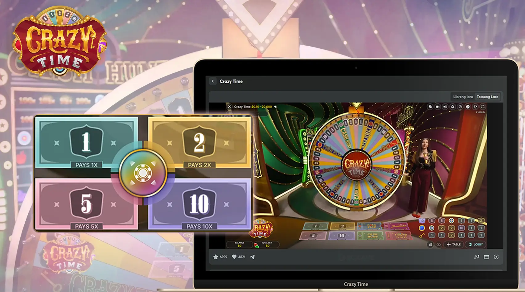 Mezcla de apuestas fijas y progresivas Crazy Time